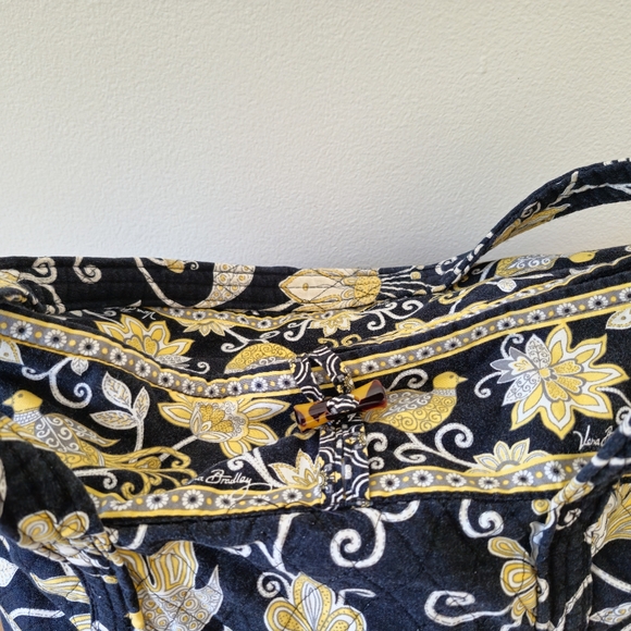 Vera Bradley Black Yellow Button Floral Paisley Tote Bag with Accessories Large - Picture 16 of 16